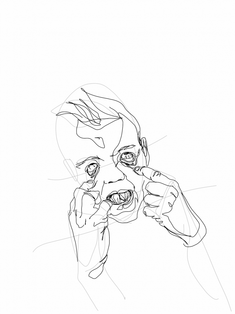 Jeppe pulling faces | digital drawing