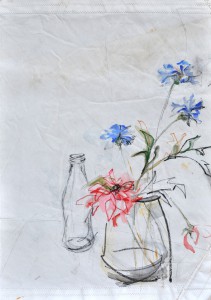 Flowers on sail, bottle