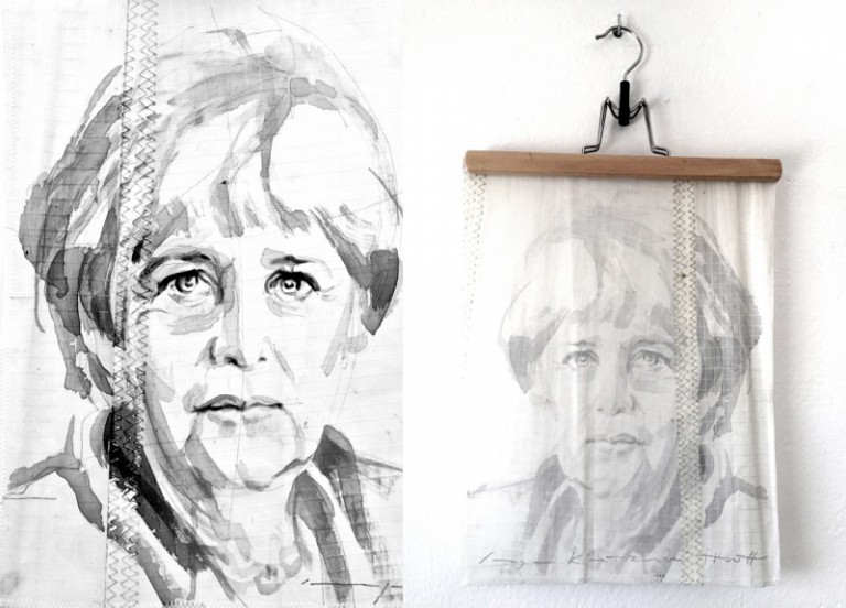 Angela Merkel | painting on sail | A4 size