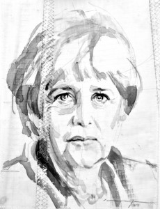 Angela Merkel |Acrylic on sailcloth | 30 x 42 cm