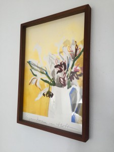 Flowers in white vase, framed