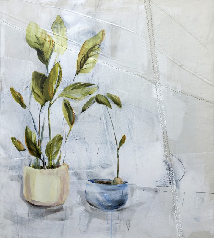 Two plants in pots | acrylic on sailcloth | 70x90 cm | 1250€