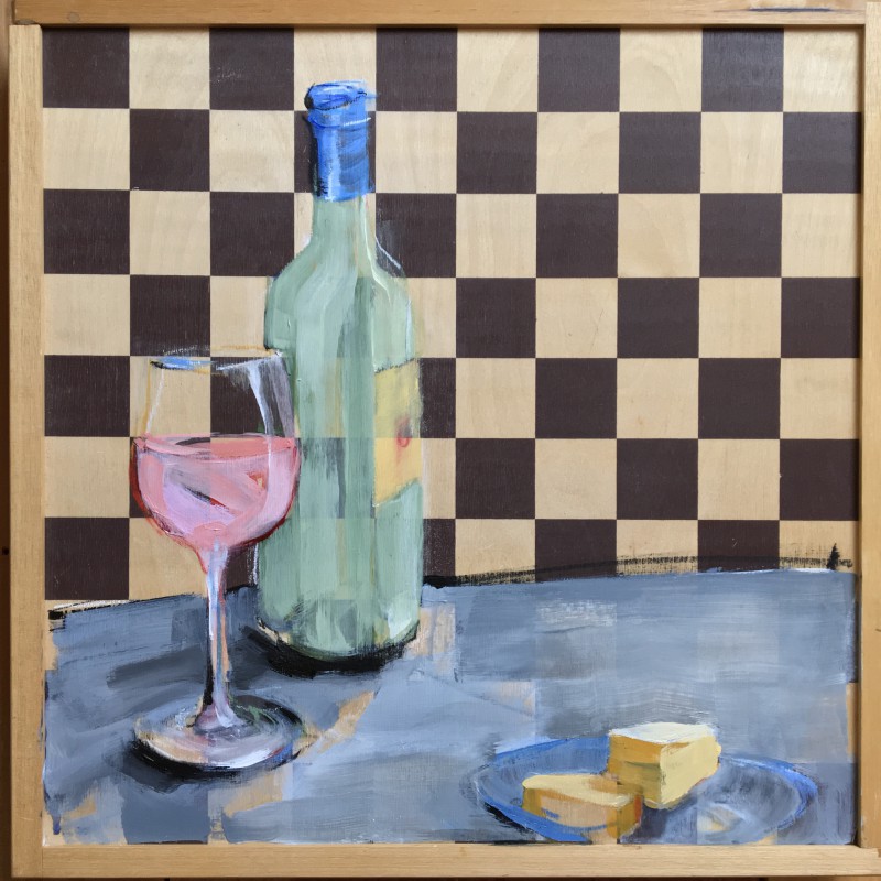 Wine & Art & Chess game | acrylic on chess board | 390€