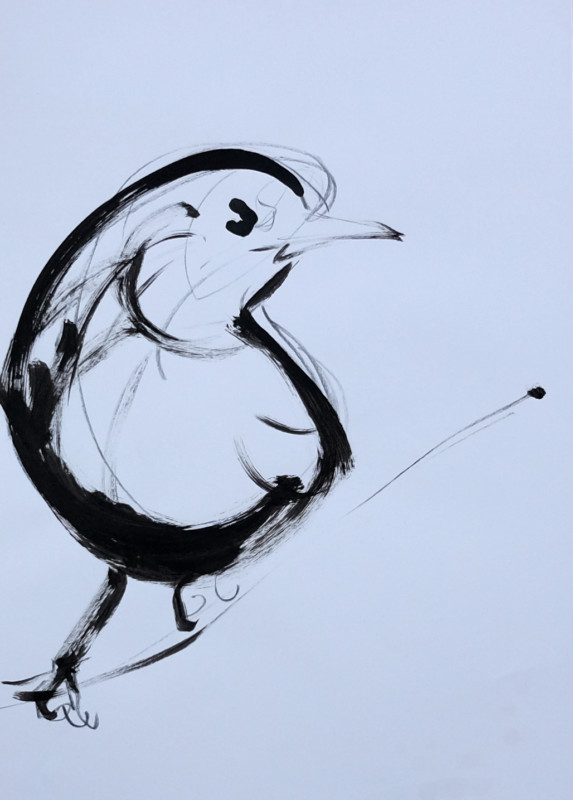 Sketch / study painting for Wallpaper Birds | acrylic on A3 paper - 04