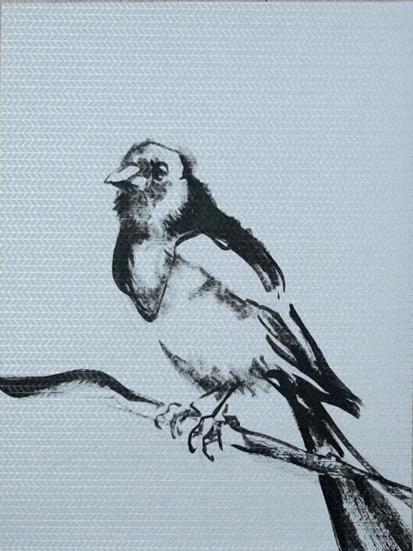 Wallpaper Birds - painting acrylic on wallpaper - 09