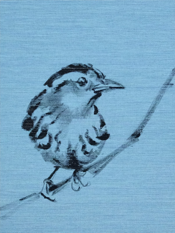 Wallpaper Birds - painting acrylic on wallpaper - 06