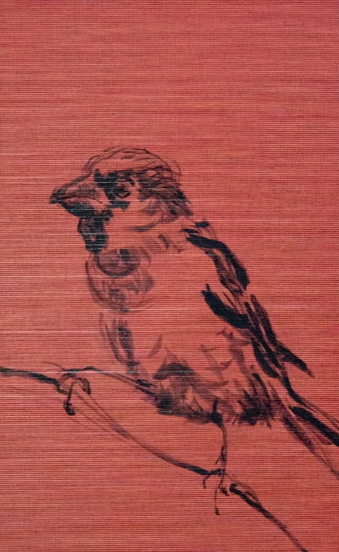Wallpaper Birds - painting acrylic on wallpaper - 03