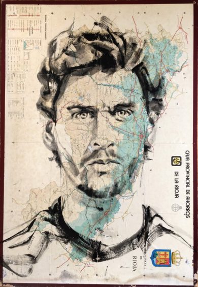 Fernando LLorente | Portrait Painting on Map of Rioja Spain | 80x100 cm