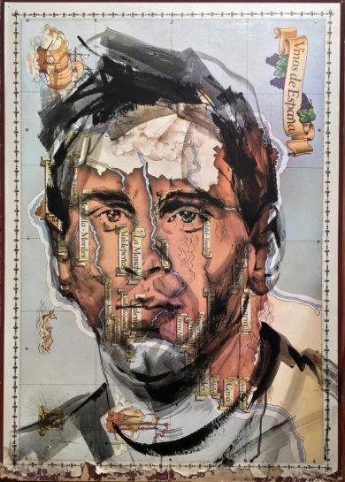 Lionel Messi | Portrait Painting on Map of Spain | 80x100 cm