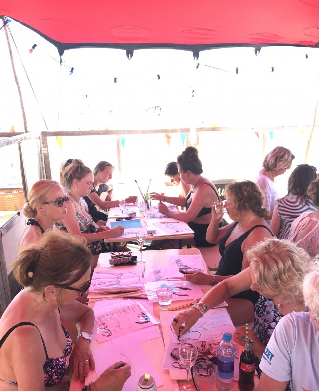 Workshop Drawing Fish on Sail. Vis tekenen op zeil, Botenclub Bergen 40 jaar.