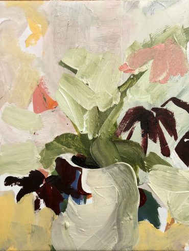 White Pot Dark Flowers | original artwork