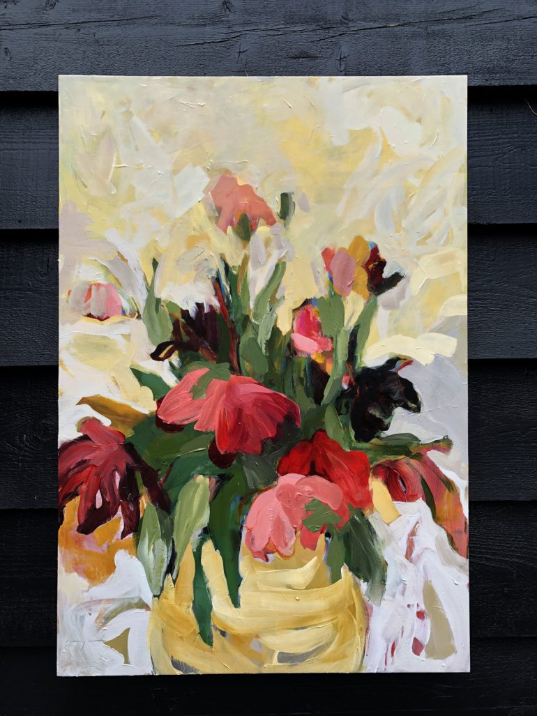 Abundant Tulip Flowers in Vase | Original Artwork | Wall