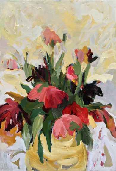 Abundant Tulip Flowers in Vase | Original Artwork