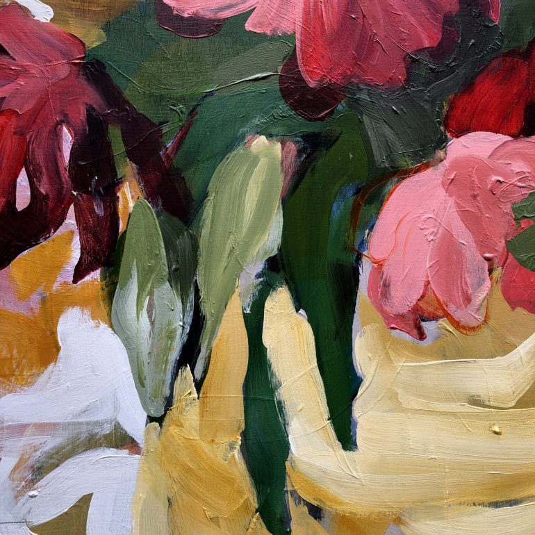 Abundant Tulip Flowers in Vase | Original Artwork | Detail