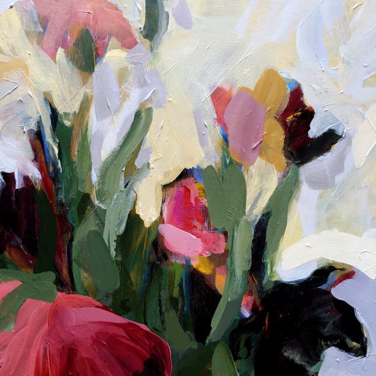 Abundant Tulip Flowers in Vase | Original Artwork | Detail
