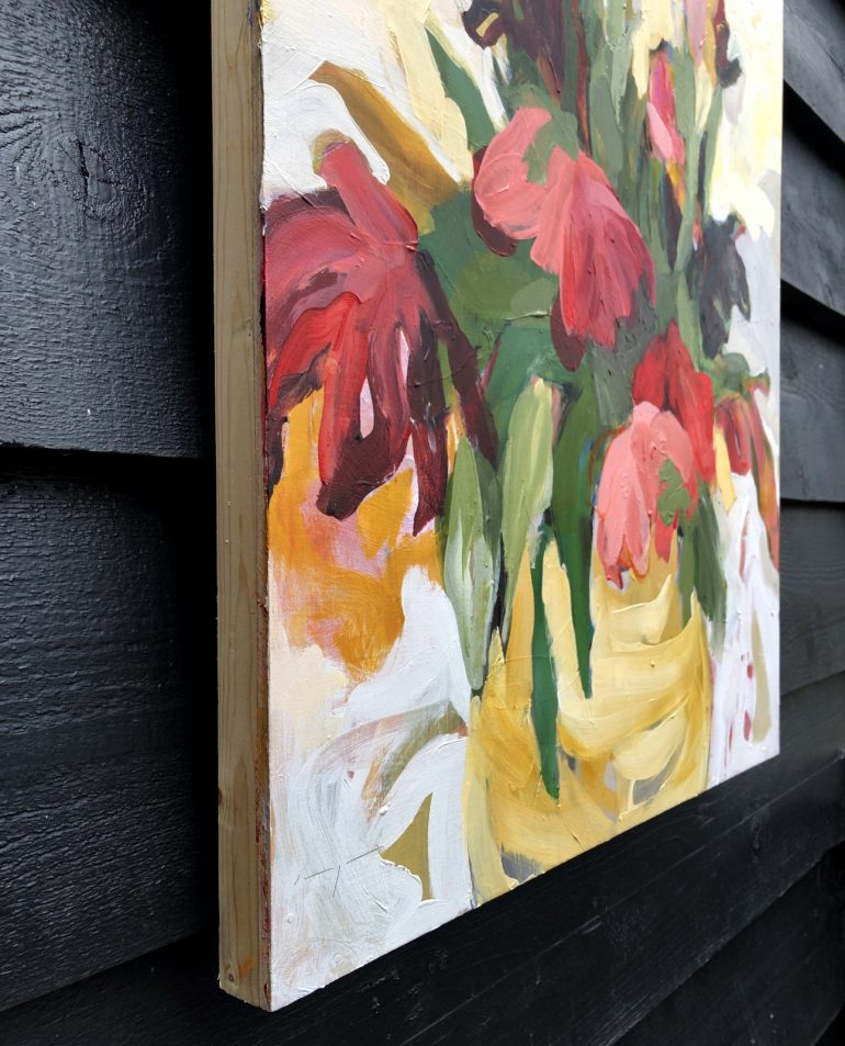 Abundant Tulip Flowers in Vase | Original Artwork | Detail