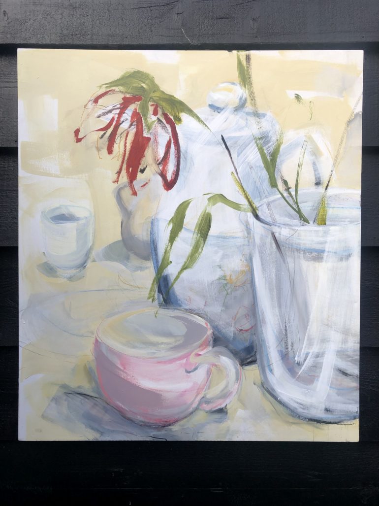 Single Flower Tea Still Life | Original Artwork | Wall