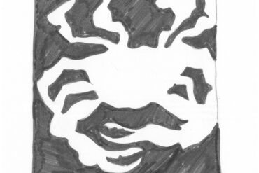 black & white drawing of a swimming crab