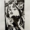 Cat in Tree | Original art work | Ink on paper