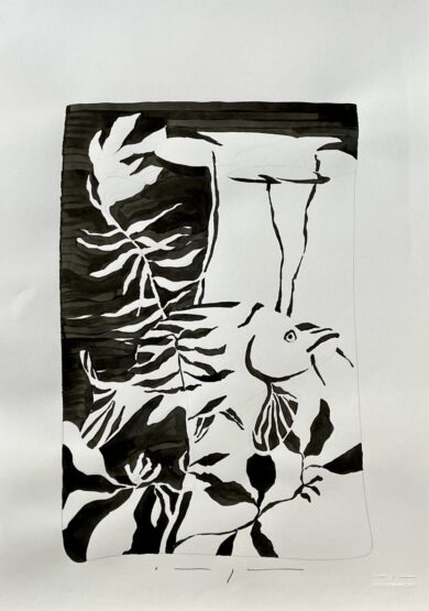 Carper under Lilies | Original art work | Ink on paper